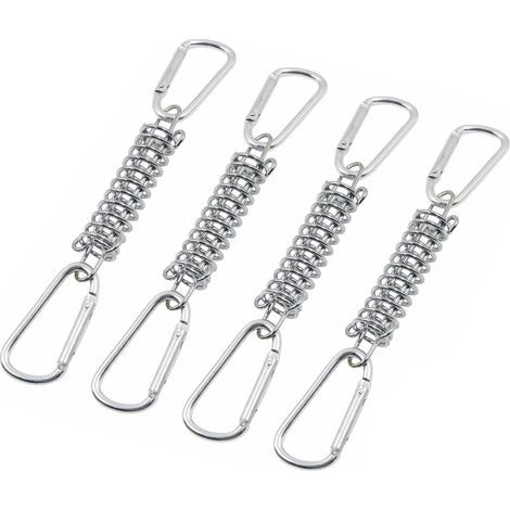 Tension Spring Buckle Awning Attachment - Shade Sail Attachments Stainless Steel Accessories with 4 Coil Springs 8 Carabiners for Tents Awnings Camping, 4 Pcs (1/5)
