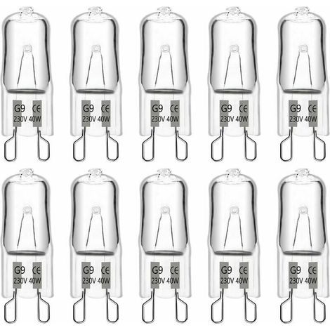 Lampadina alogena G9 40W 230V, 480LM 2900K bianco caldo dimmerabile, lampadine a capsula G9, per lampadari, lampade da giardino, applique da parete, illuminazione per mobili, confezione da 10 (1/5)