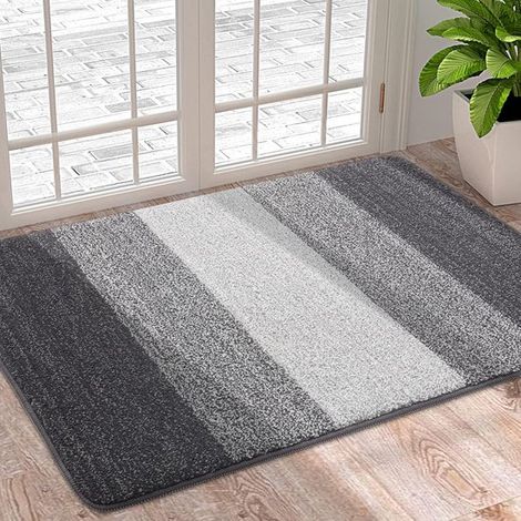 Felpudos de interior,felpudo suave lavable a máquina,atrapa la suciedad,alfombra de entrada superabsorbente,mascotas y perros (40 x 60 cm,gris) (1/5)