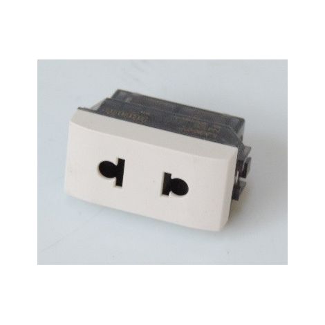 Prise standard euro US 2P+T Livinglight 127/250 V Blanc 1 module BTICINO N4125 (1/2)