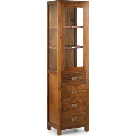 Vitrine en bois massif de Mindy 1 porte 4 tiroirs Orka 50cm (1/4)