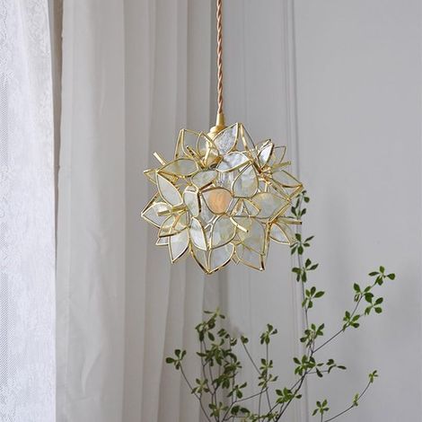 Lampada a sospensione a forma di fiore in vetro trasparente, 20 cm, design mini moderno, prodotto di Belle's (1/5)