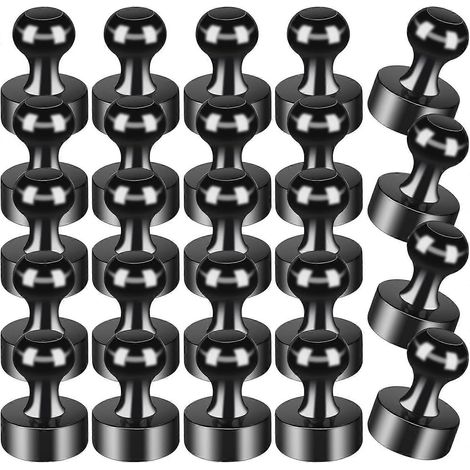 Lot de 12 aimants de réfrigérateur en néodyme, punaises magnétiques, 12 x 16 mm, petits aimants ronds et puissants (noirs) (1/4)
