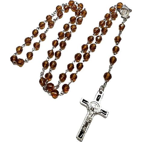 Collier chapelet croix en perles de 8 mm, bijou catholique sacré, artisanat de breloques (1/4)