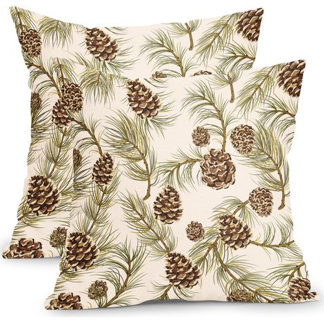 Funda de almohada decorativa rústica navideña (juego de 2) color beige (1/5)