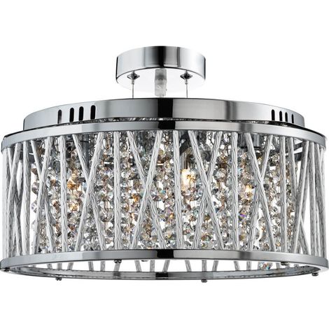 Searchlight Elise - Plafonnier à 5 ampoules au fini chrome avec cristaux, G9 (1/3)