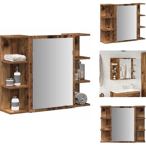 Armoire à miroir de salle de bain vieux bois bois d'ingénierie - Armoire À Miroir - Armoires À Miroir - Placard À Miroir - Armoire À Maquillage Avec Miroir (1/5)
