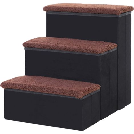 Escalier pour chien , 3 marches, 48 cm de hauteur, pliable, pour petits animaux et animaux âgés, escalier pour chat, rampe pour chien, aide à l'accès au lit, canapé, fauteuil et voiture, noir