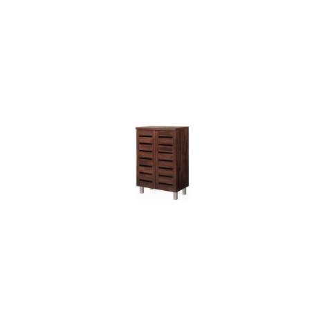 2 Door Shoe Cabinet Compact Storage Wooden Shoe Organizer 5 Finishes - Walnut