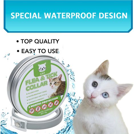 Eosnow Collare antipulci e zecche per gatti, prevenzione, olio essenziale naturale, protezione regolabile, impermeabile, 8 mesi (1/5)
