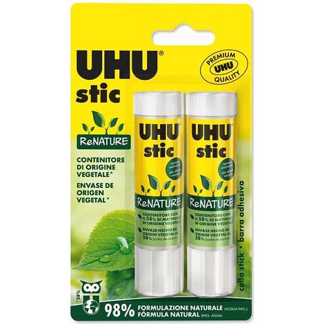 2 x 21 g colle naturelle avec tube bio plastique, colle pour enfants, sûre à utiliser pour les travaux manuels, convient pour l'école, le bureau, l'université (1/5)