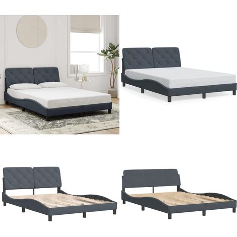 Bettgestell ohne Matratze Dunkelgrau 120x200 cm Samt - Bettstellengestell - Doppelbett - Samtbettwäsche - Massivholzbette - Boxspringbett - Home & Living (1/5)