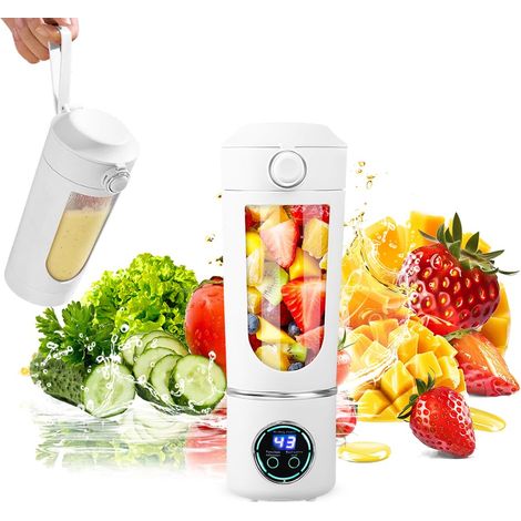 Mixeur Portable, 700ML Petit Presse-Jus Rechargeable, Smoothie Maker avec 12 Lames Inoxydables, Mini Blender pour Smoothies et Shakes, Mixeur Personnel pour Voyage/Bureau/Sport (Blanc) (1/5)
