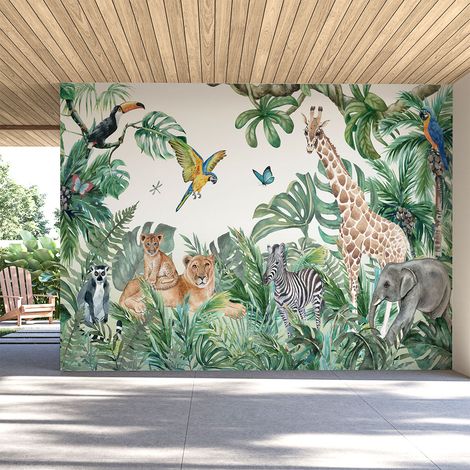 Papier peint panoramique jungle préencollé grand safari H 250 x L 360 cm (1/5)
