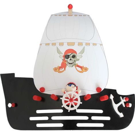 Applique Murale Bateau de Pirates - Bois 1 Ampoule