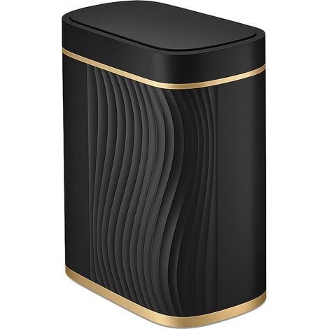 Poubelle de cuisine avec capteur intelligent, 8 l, avec couvercle, poubelle de salle de bain, anti-odeur et étanche, sans bruit, sans toucher, 26,5 x 29,5 x 14 cm, noire (1/5)