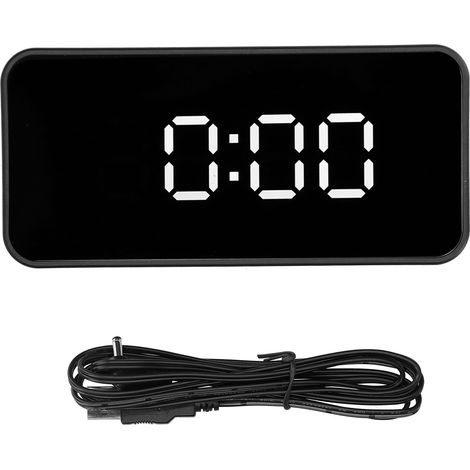LED-Digitalwecker mit Temperaturanzeige, automatischem Lichtsensor, USB-Spiegel, Farbe: Schwarz (1/5)