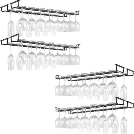 Porte-gobelets sous meuble pour verres suspendus, porte-bouteilles de plafond, 8 verres à vin pour garder les verres au sec sous meuble 64 à 80 verres à vin, avec vis pour bar Ristoran (1/5)