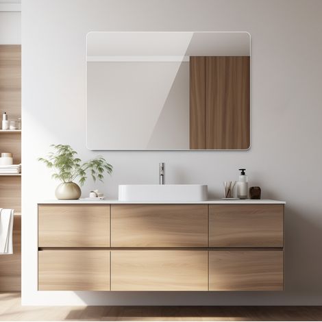 Miroir mural sans cadre 60x80 cm, angles arrondis R50, verre argenté 5 mm, silver (1/5)