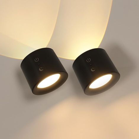 Lampada da Parete Interno, Applique da Parete led Moderno 22W 2500 Lumen, Appliques Camera da Letto Design Curvo 3000K Luce Bianca Calda, Nero [Classe di efficienza energetica E] 2pcs (1/5)