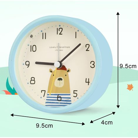 Wecker für Jungen und Mädchen, simuliert einen Kinderwecker, kompakter, leiser, tickfreier Reisewecker für den Nachttisch, lauter Alarm, mit Nachtlicht und Schlummerfunktion, batteriebetrieben. (1/3)