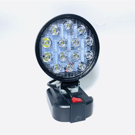 lampada senza fili per Makita 18 V, lampada da lavoro a LED, faretto LED senza fili, proiettore portatile, lampada da cantiere, torcia elettrica, faretto per Makita 18 V (rotondo)