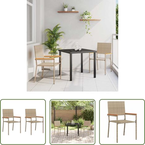 Gartenmöbel - Garten Stapelstühle 2 pcs Creme und Braun (1/5)