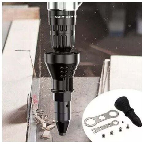 NALOOKAMIC Pince à riveter électrique pour perceuse sans fil électrique riveteuse riveteuse adaptateur pistolet à riveter sans fil kit d\\'outils de rivetage adaptateur de perceuse accessoire (1/3)