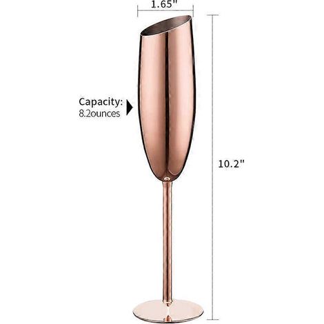 Set of 2 Stainless Steel Champagne Glasses Rose Gold-- (1/5)