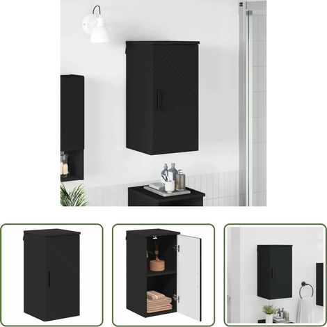 vidaXL Meuble salle de bain - Cabinet de salle de bain Montage mural Noir 30 x 31,5 x 61 cm (1/5)