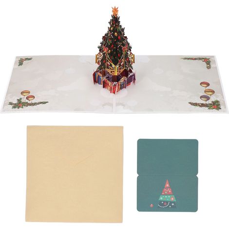 Carte de Noël 3D design sapin exquis, carte de vœux avec enveloppe en papier, décoration festive, idéale pour offrir. (1/5)