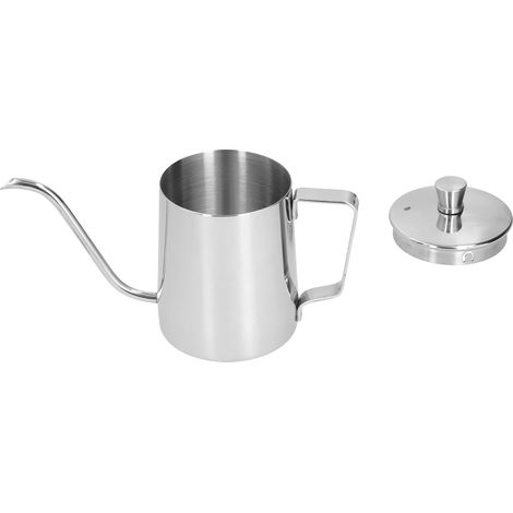 Bouilloire à café PTFE 350 ml avec couvercle, en acier inoxydable 304, pour la maison et le bureau. Couleur : acier inoxydable. (1/5)