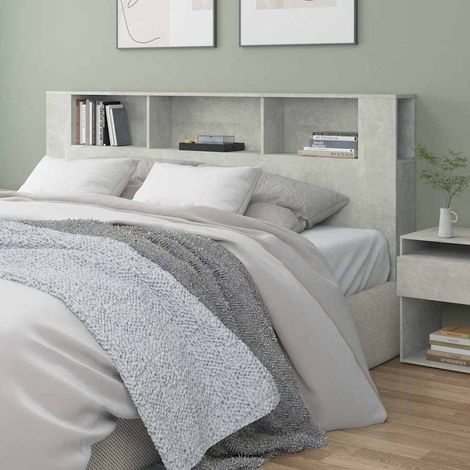 vidaXL Mueble cabecero gris hormigón 200x18,5x104,5 cm (1/5)