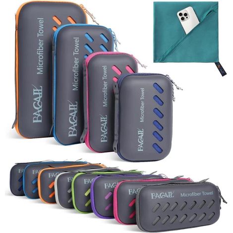Handtuch Mikrofaser Schnelltrocknend Sport Blaugr&xFCn XL - 160x80cm (1/5)