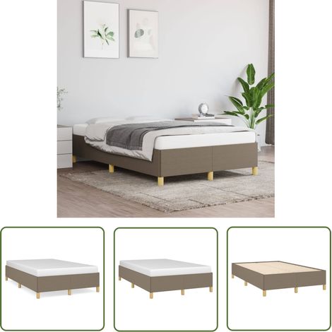 The Living Store Cadre de lit sans matelas taupe 120x200 cm tissu - Cadre De Lit - Lit Double - Lit Tissu - Lit Taupe - Meuble Chambre (1/5)