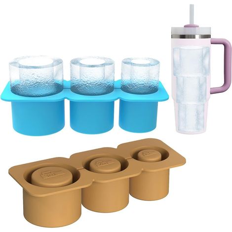 Moule à glaçons cylindrique en silicone avec couvercle pour congélateur, marron et noir. (1/5)
