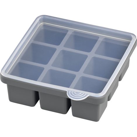 Bandeja de cubitos de hielo aps 36102 silicona 2 piezas con tapa (1/4)
