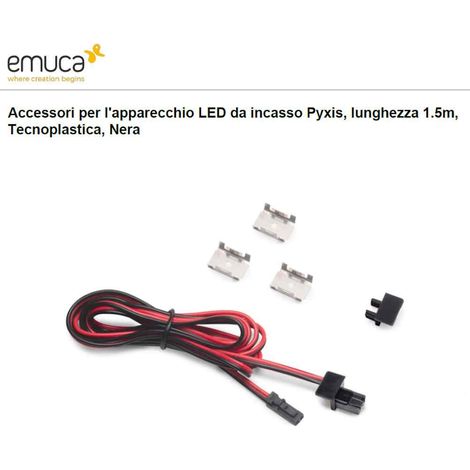 Kit Alimentazione e Staffe Emuca per Profilo Pixys Incasso Nero (1/3)