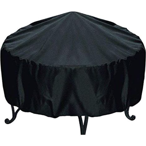 Funda redonda negra para brasero, fabricada en fibra de poliéster, resistente al agua y al polvo, ideal para proteger braseros de estufas. Dimensiones: 75 x 30 cm.