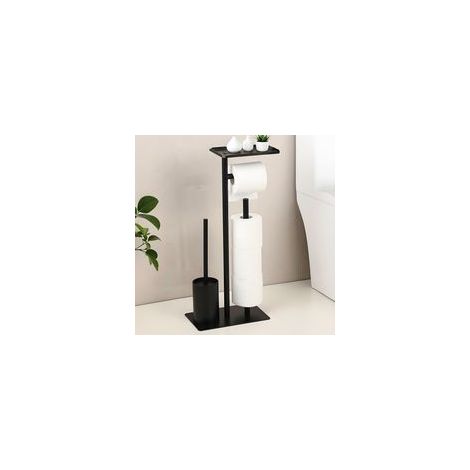 Porte papier toilette avec brosse WC, porte rouleau de papier toilette en acier inoxydable avec brosse, aucun perçage requis