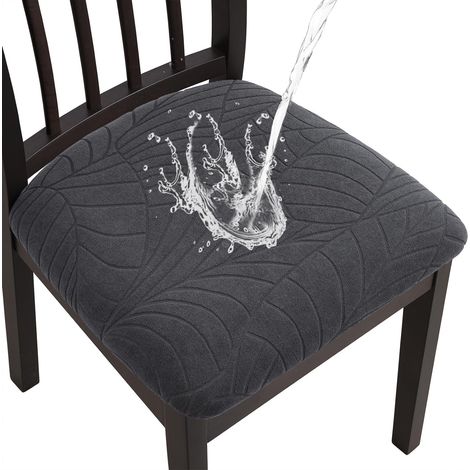 Housse de Chaise Impermeable Extensible Jacquard Amovibles Lavables 4pcs Cendre (1/5)