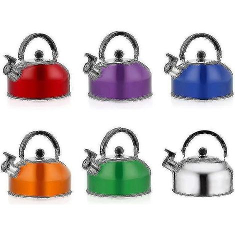 Théière sifflante en acier inoxydable 3L compatible avec les plaques à induction, les cuisinières à gaz et électriques - Ustensiles de cuisine durables avec poignée inclinée (1/2)