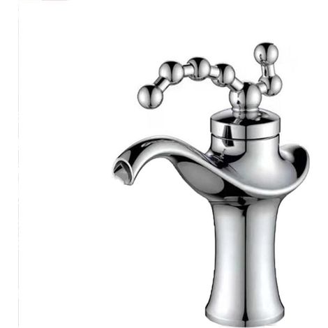 Robinet de lavabo en laiton pour salle de bain, robinet de lavabo rétro antique chaud et froid (1/5)