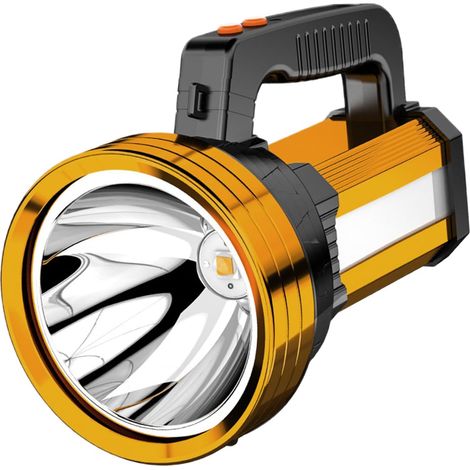 Lampe de poche rechargeable, lampe de poche portable en ABS avec lumière latérale multifonction pour randonnée, chasse, camping, pêche, construction, garage, voyage, utilisation en extérieur