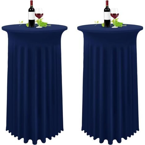 Set mit 2 dunkelblauen Stehtischdecken, 80 x 110 cm, marineblaue Tischdecke mit Faltenrock