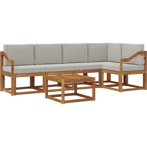 Conjunto de sofás de exterior 6 uds. Gris Natural y Claro vidaXL (1/5)