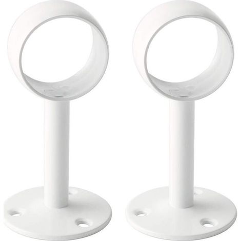Support Tringle Rideaux Plafond Fixation Rideau, Support Tringle Penderie avec Vis pour Rideau et Armoire, Blanc Brillant en Acier Inoxydable, Diamètre 32 mm, 2 Pcs (1/5)