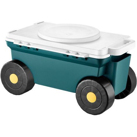 Carrito Asiento de Jardín con Ruedas de PP y Contenedor de Almacenamiento Soporta hasta 123 kg Asiento Móvil Ligero para Trabajar para Jardinería, Deshierbe, Plantación, 520 x 310 x 280 mm (1/5)