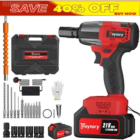 1/2" Cordless Electric Impact Wrench Drill Gun Ratchet Driver Battery Charge Set (1/5)