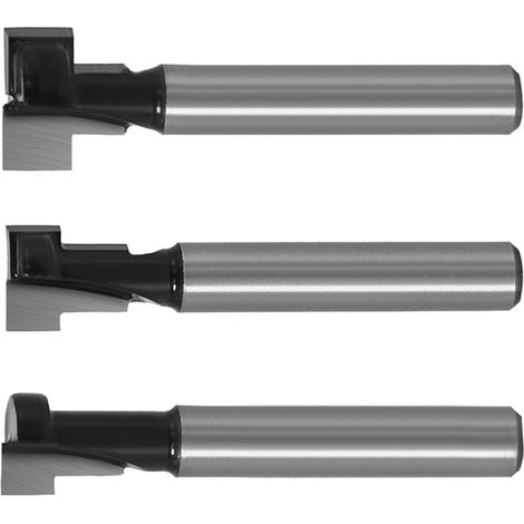 Ensemble de 3 fraises à rainurer, fraise à bois noire à queue de 6,35 mm (1/4"), pour cadres photo et décorations murales en bois, ensemble de fraises à rainurer en forme de T, 7,94 mm (5/16"), 9,52 m (1/5)
